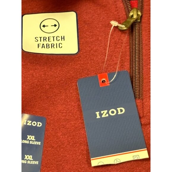 IZOD Men’s Fleece Quarter Zip Men's Pullover XXL Advantage Performance Burgundy - Picture 5 of 9